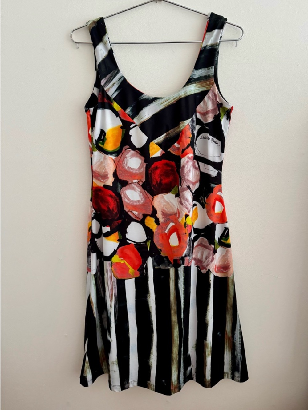 Save The Queen Black Floral & Stripe Tank Mini Dress - Picture 2 of 2